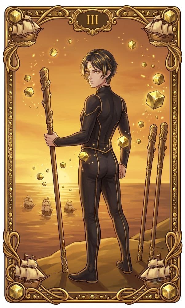 Carte de tarot Trois de Bâtons