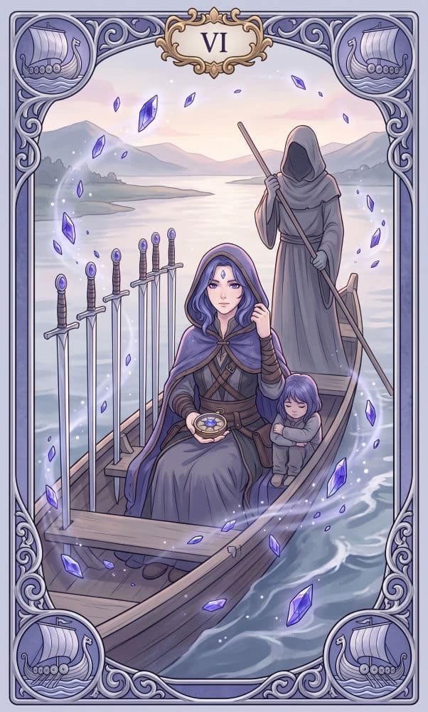 Carte de tarot Six d'Épées