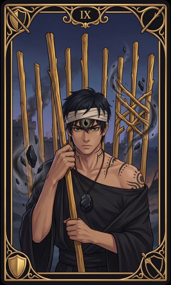 Carte de tarot Neuf de Bâtons