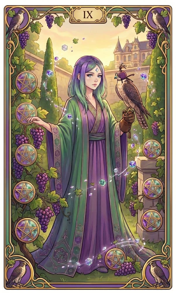 Carte de tarot Neuf de Pentacles