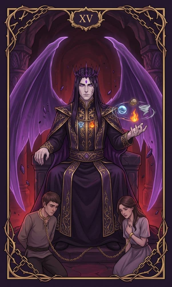 La carte Le Diable du tarot de Lithosya