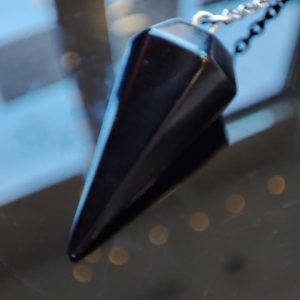 Pendule conique obsidienne noire pour pratiquer la radiesthésie