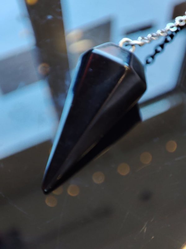 Pendule conique obsidienne noire pour pratiquer la radiesthésie