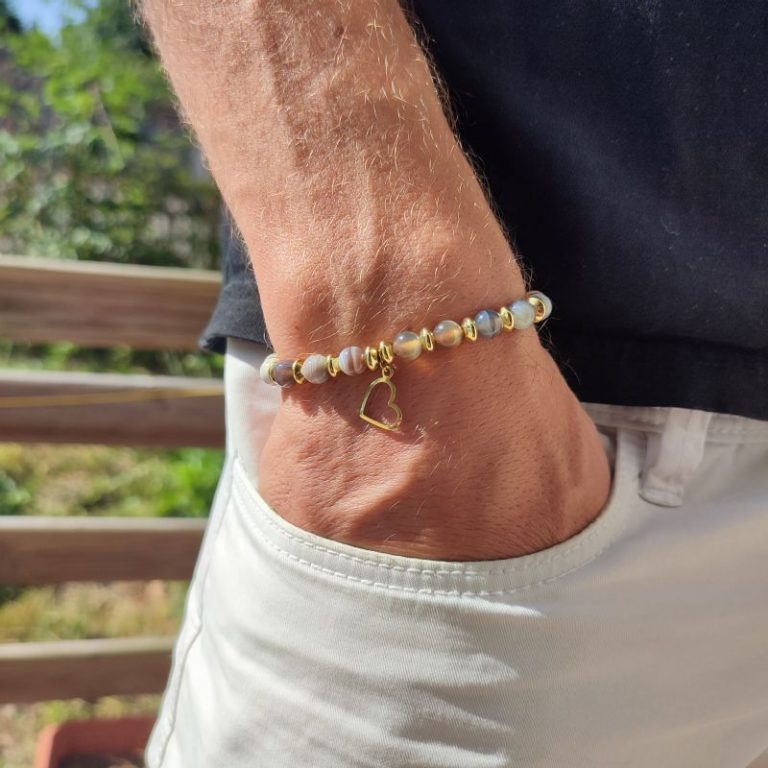 Bracelet coeur Agate Botswana