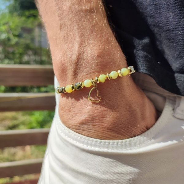 Bracelet Coeur Opale Jaune