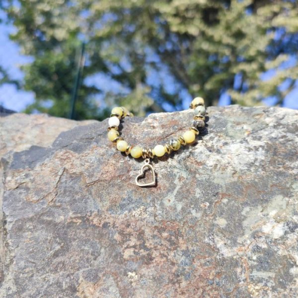 Bracelet cœur en Opale Jaune