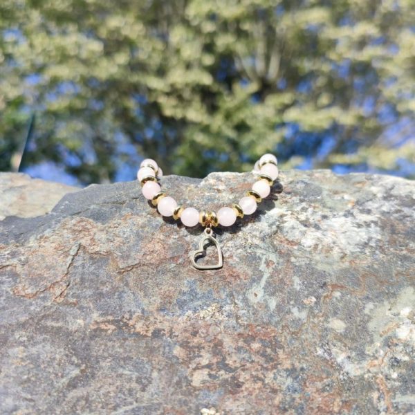 Bracelet cœur en Quartz Rose
