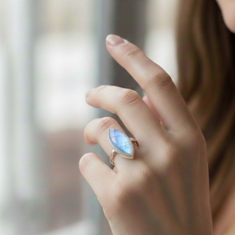 bague pierre de lune et argent 925