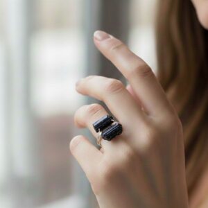 bague tourmaline noire réglable