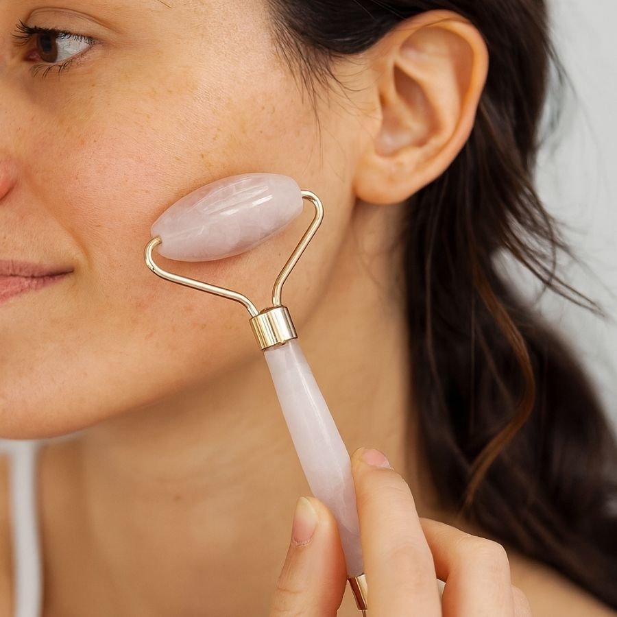 roller en quartz rose